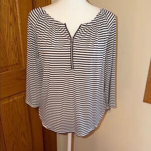 Chico's Black and White Striped Blouse “0”